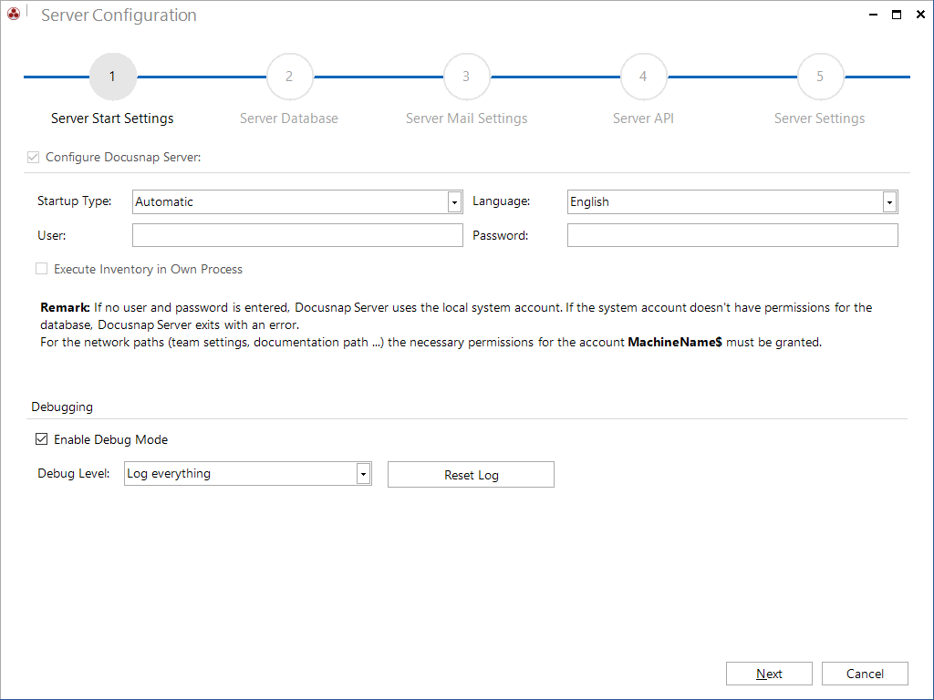 Docusnap-Configuration-Server-Start-Debug