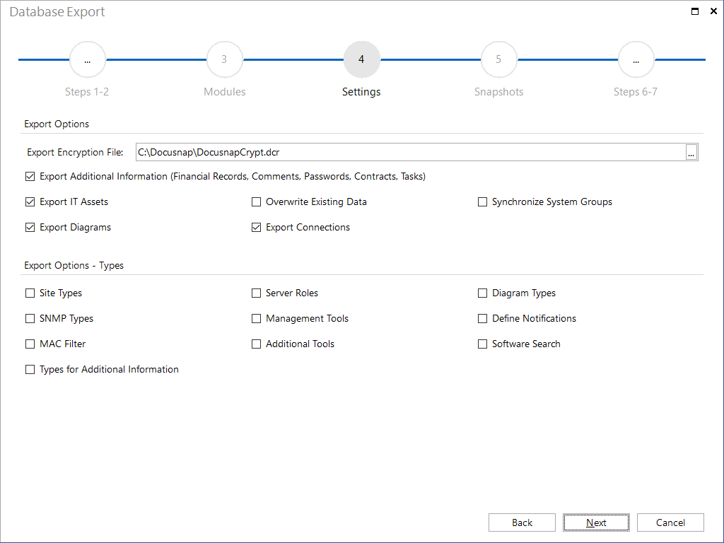 Docusnap-Database-Export-Settings