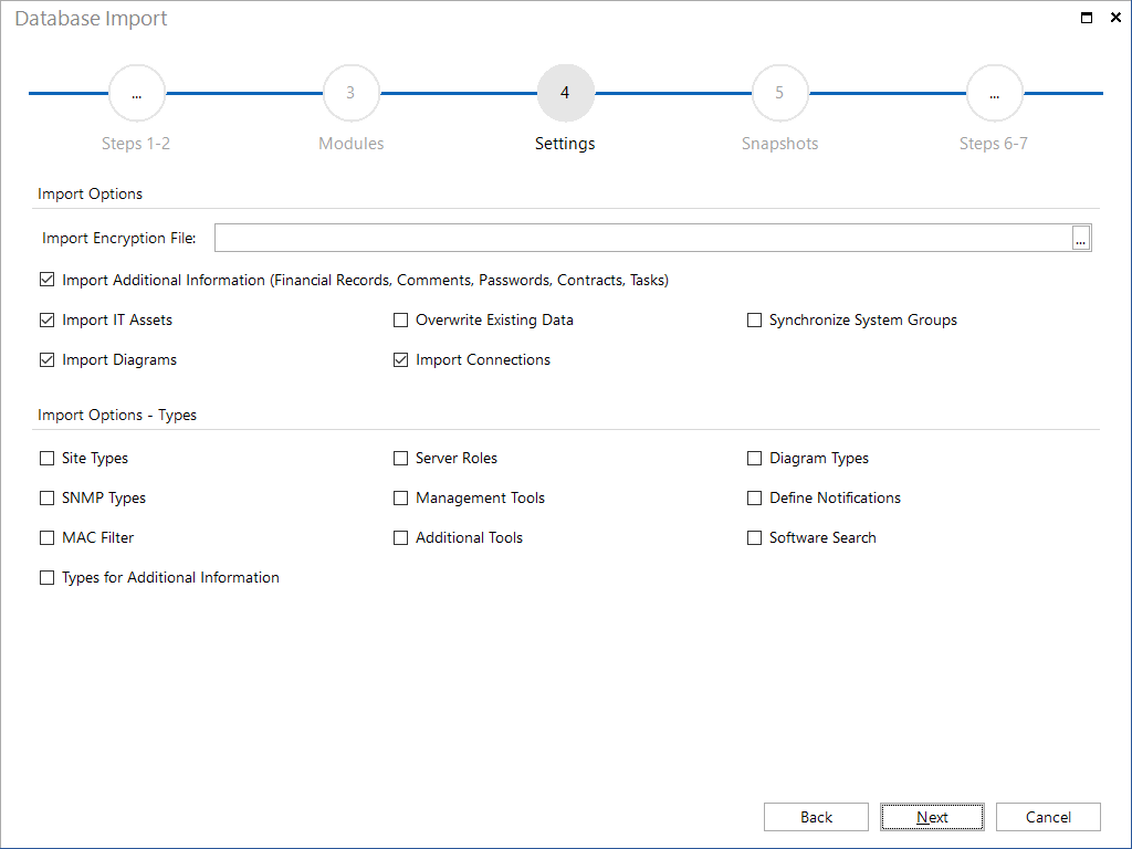 Docusnap-Database-Import-Settings