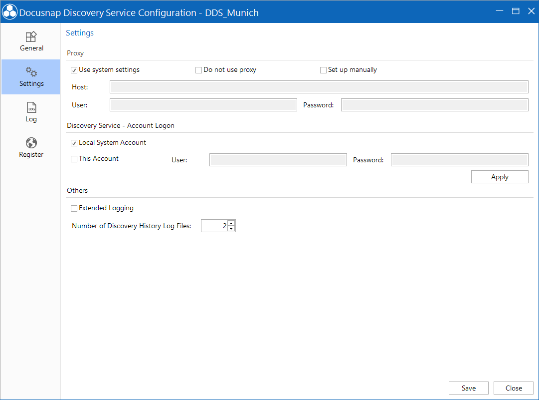 Docusnap-Discovery-Service-Settings