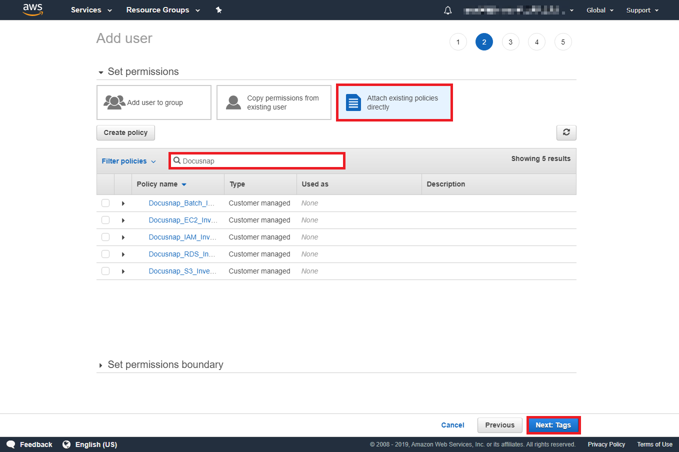 Docusnap-Inventory-AWS-Preparations-User-assign-Policy