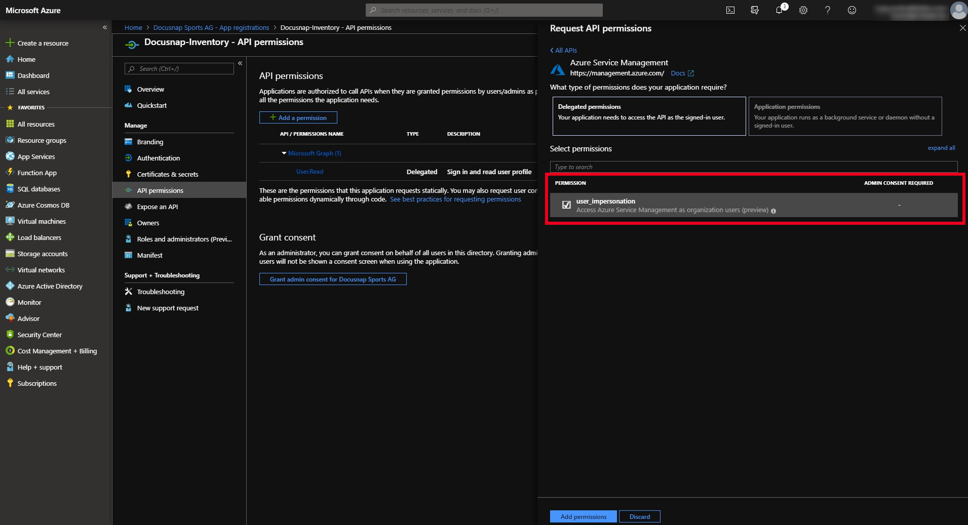 Docusnap-Inventory-Azure-Preparations-Authorize-Application-Permission