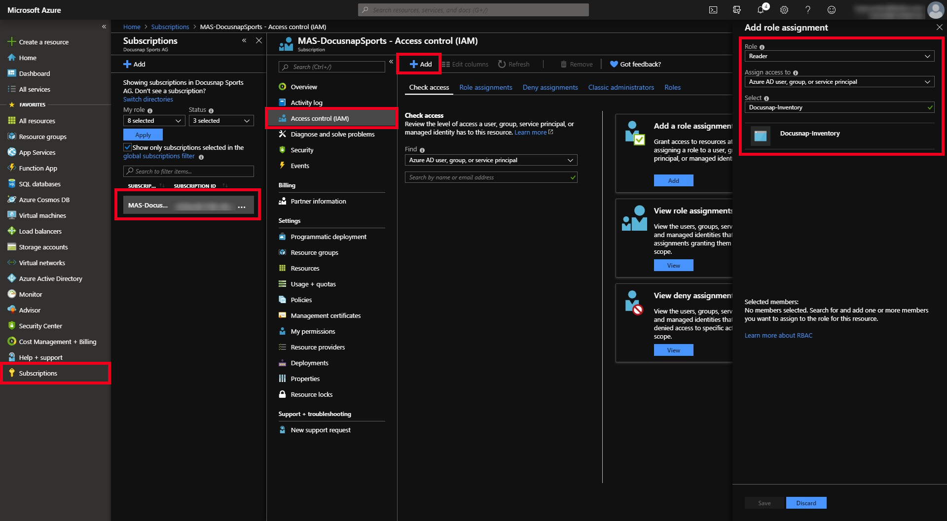 Docusnap-Inventory-Azure-Preparations-Open-Access-Control