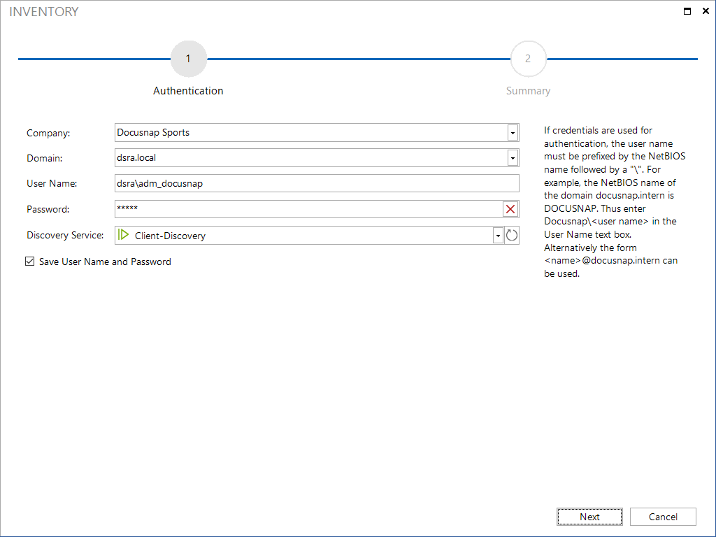 Docusnap-Inventory-Initial-Scan-Authenticationt