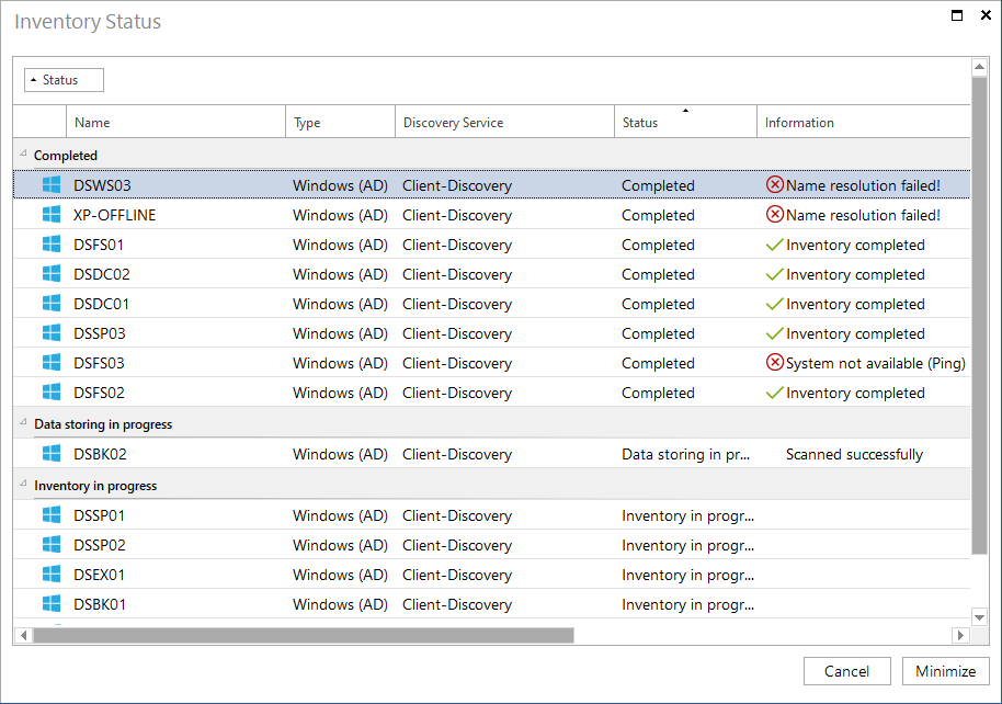 Docusnap-Inventory-Status