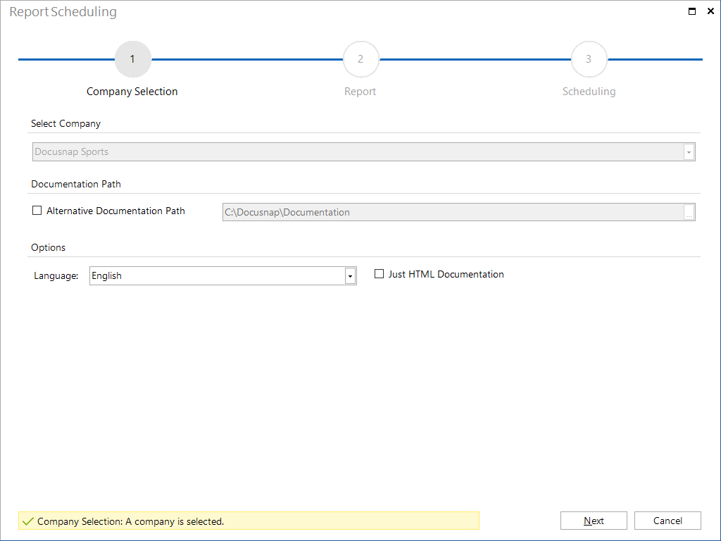 Docusnap-Report-Automation-Company-Selection