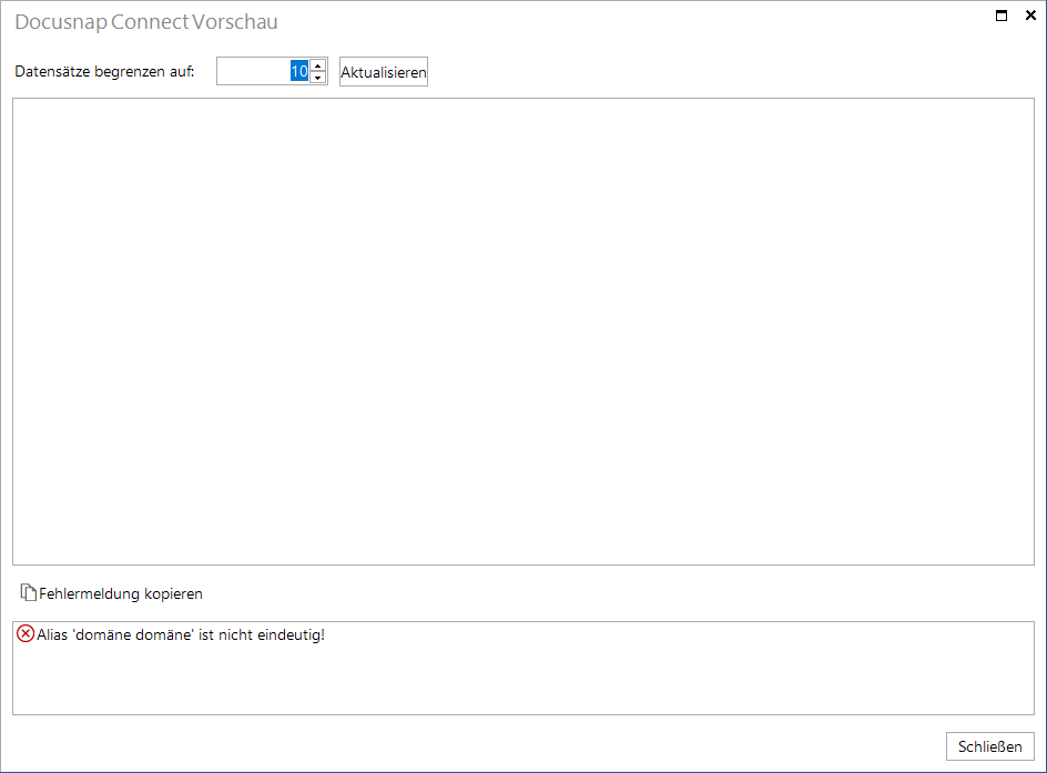 Docusnap-Connect-Paket-Vorschau-Fehler