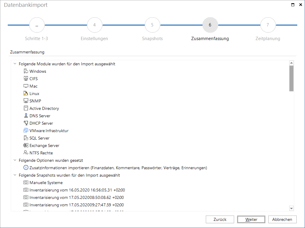 Docusnap-Datenbankimport-Zusammenfassung