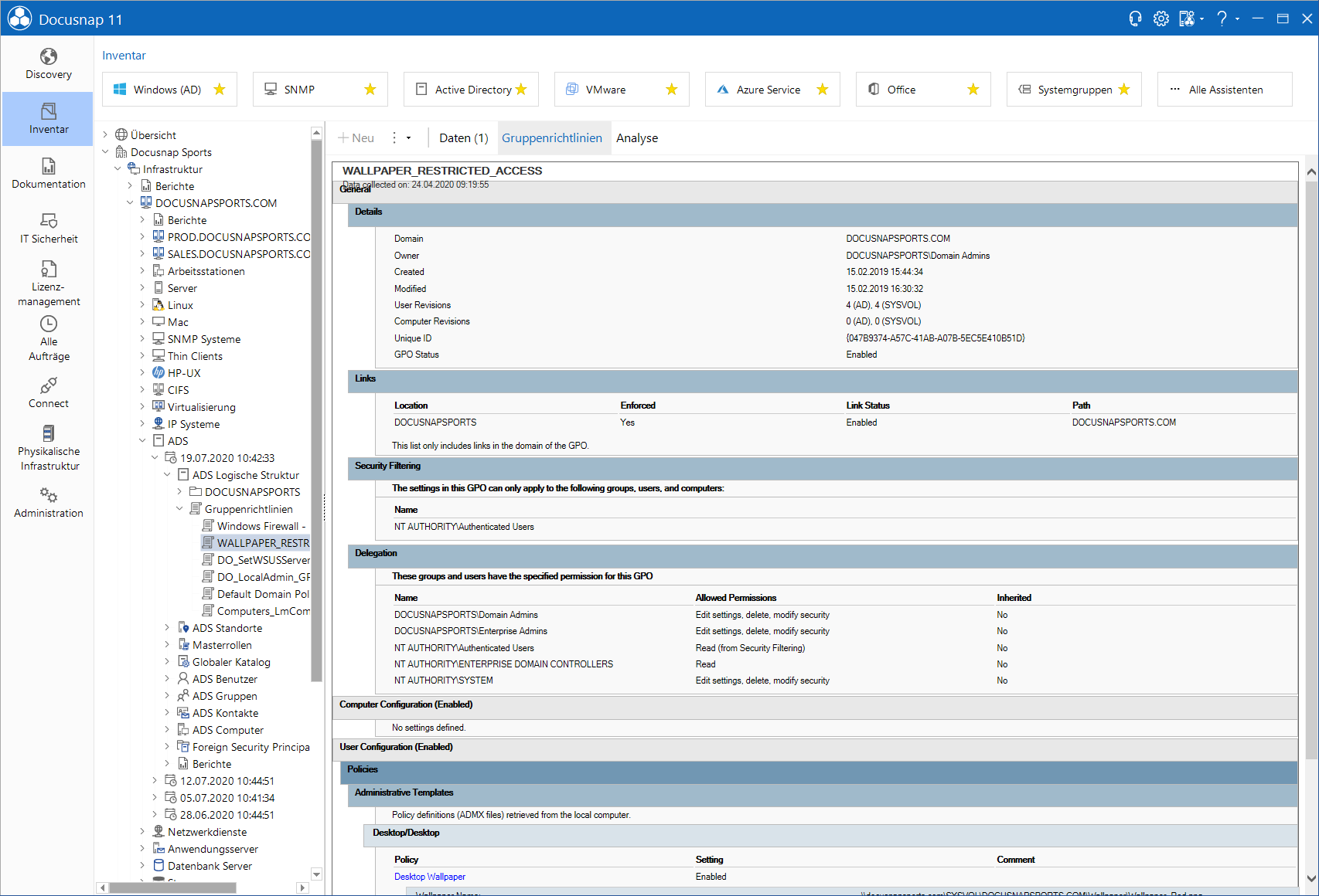 Docusnap-Datenexplorer-ADS-Gruppenrichtlinie-Anzeigen