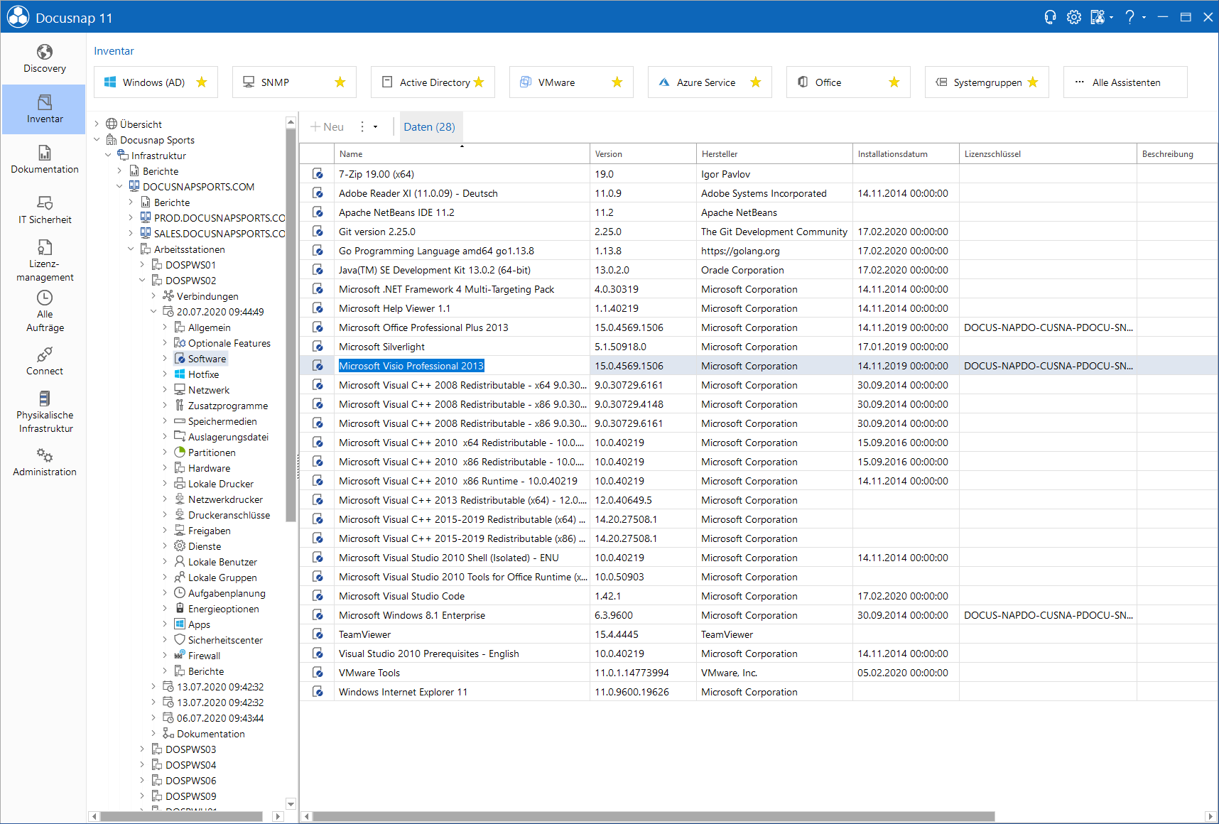 Docusnap-Datenexplorer-Software-Daten