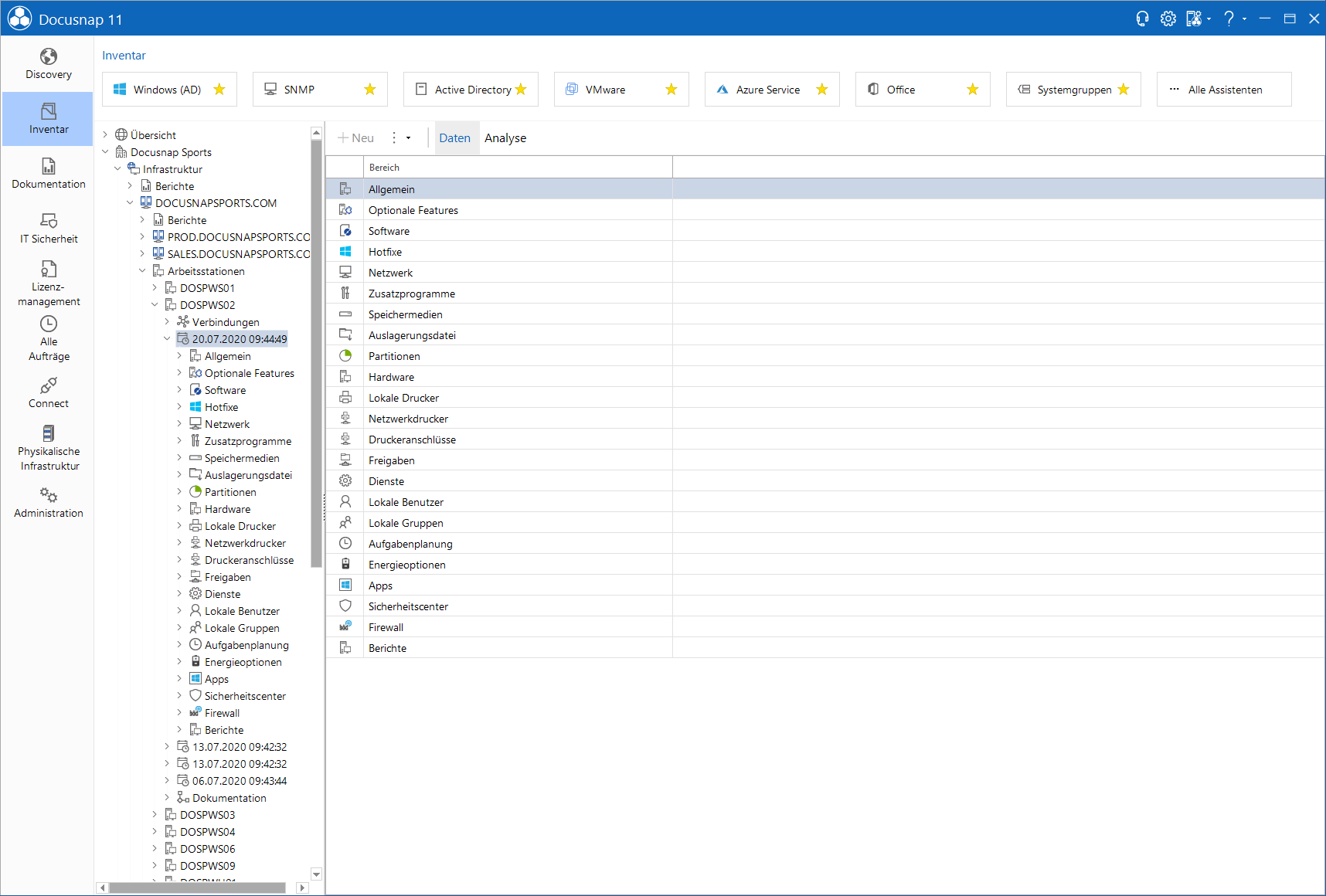 Docusnap-Datenexplorer-Zusammenfassung-Daten