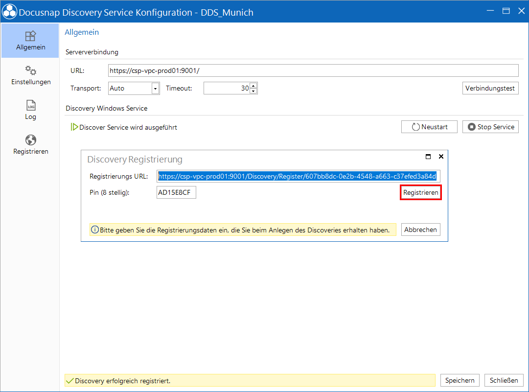 Docusnap-Discovery-Service-Registrierung
