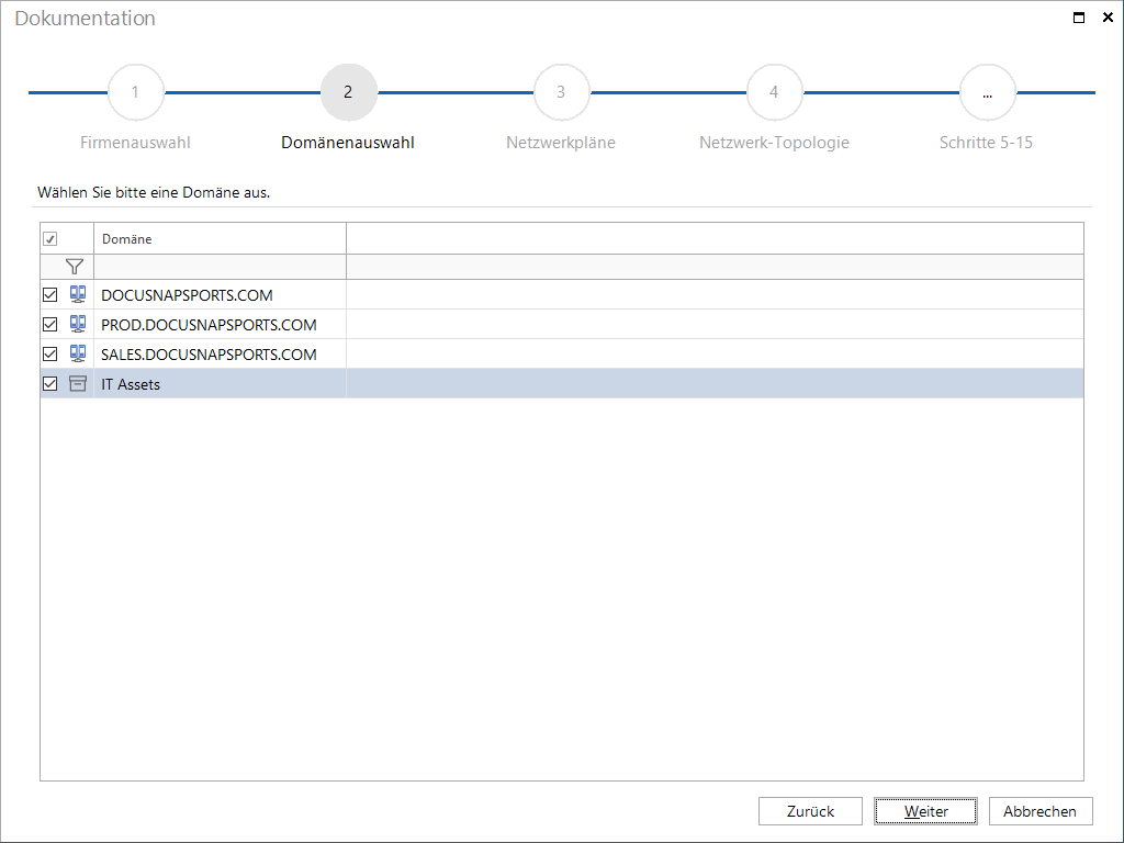Docusnap-Dokumentation-Domaenenauswahl