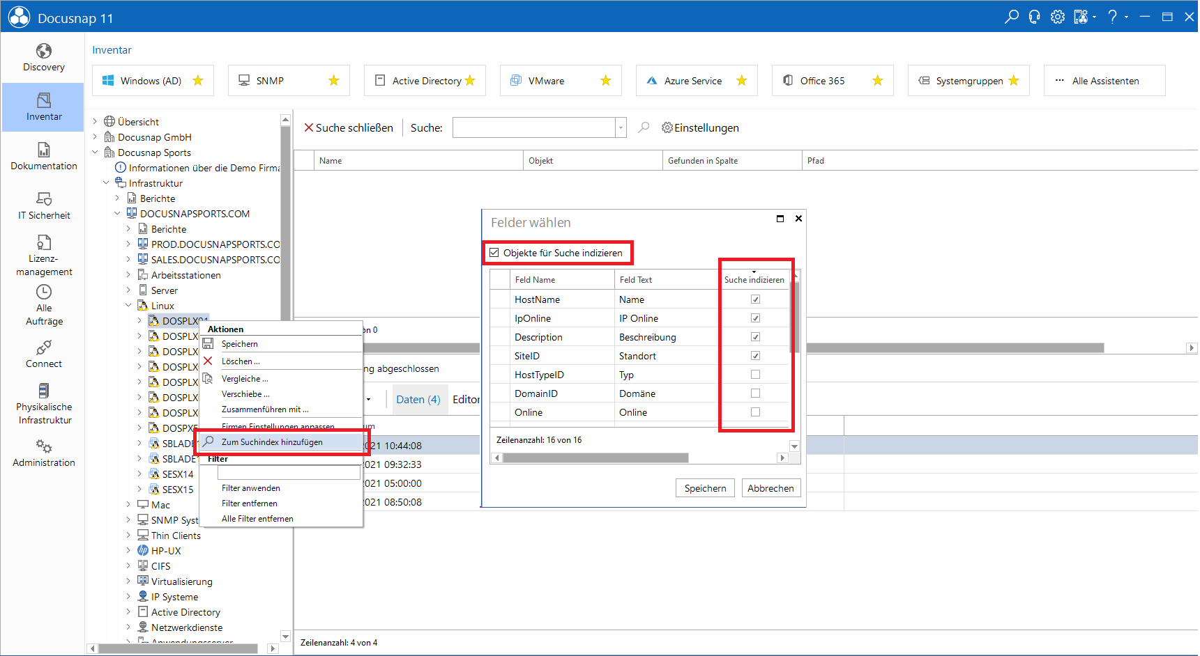 Docusnap-Enterprise-Suche-Index-Kontextmenue