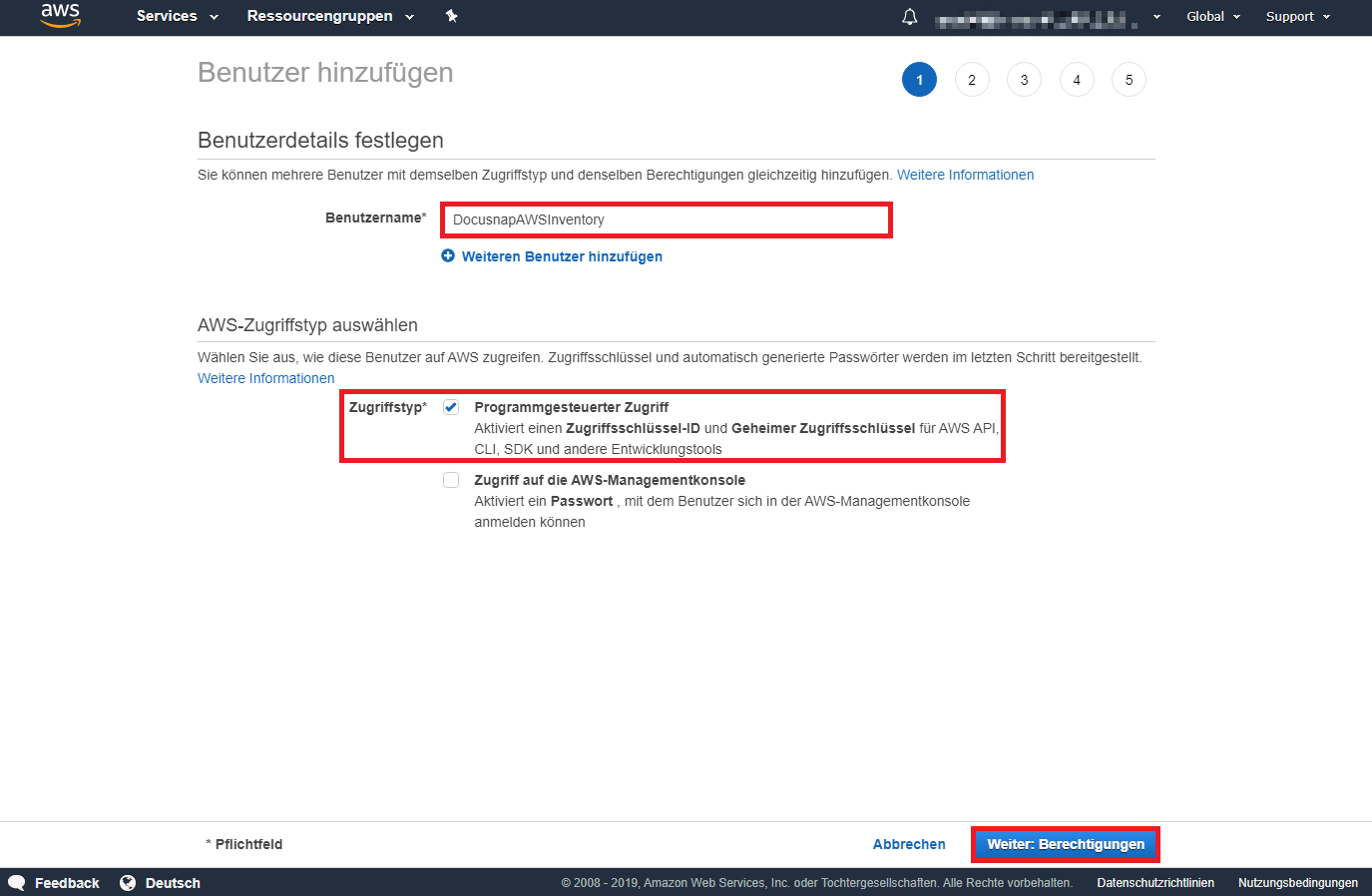 Docusnap-Inventarisierung-AWS-Vorbereitung-Benutzer-hinzufuegen