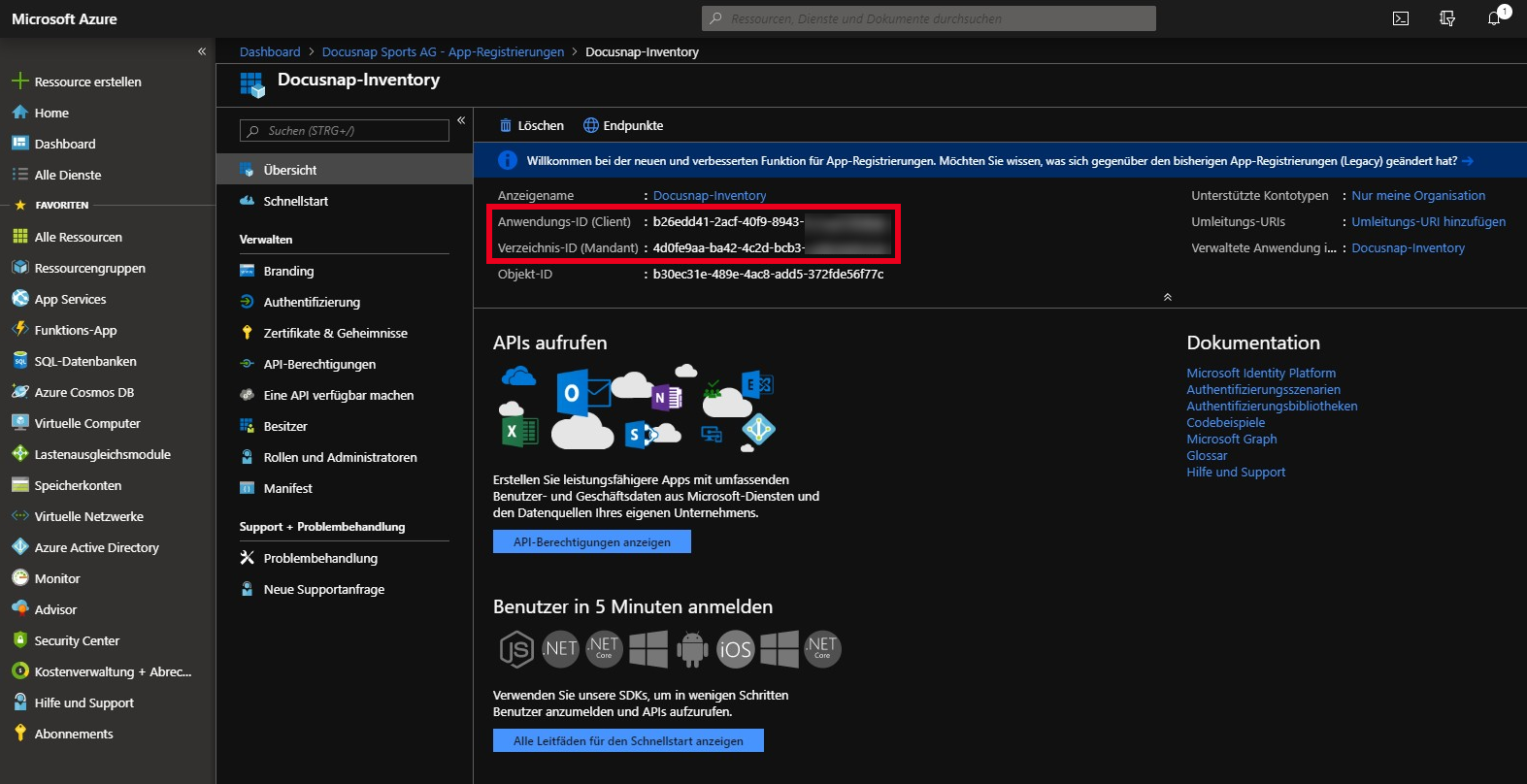 Docusnap-Inventarisierung-Azure-Vorbereitung-Anwendungs-ID-kopieren