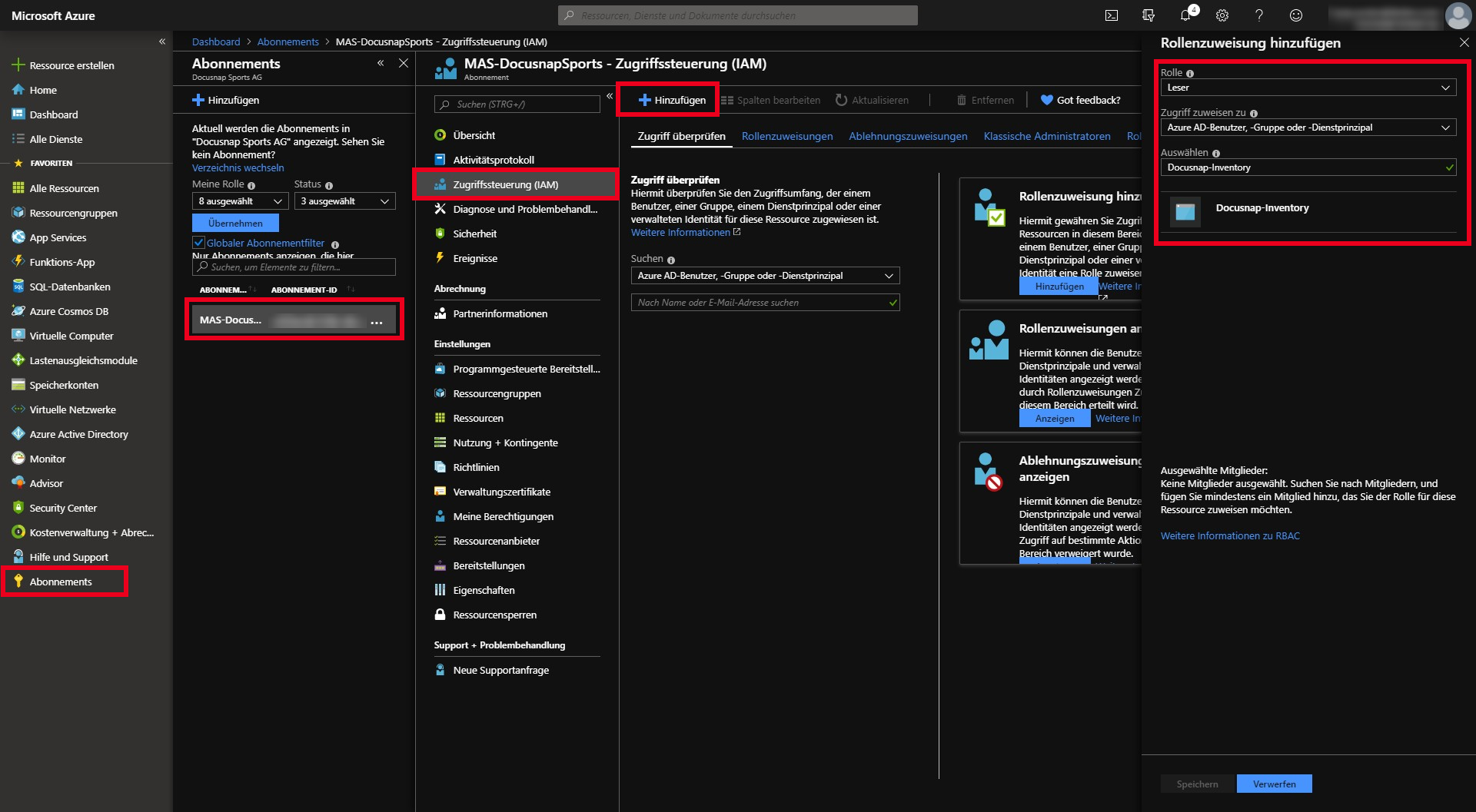 Docusnap-Inventarisierung-Azure-Vorbereitung-Aufruf-Zugriffssteuerung