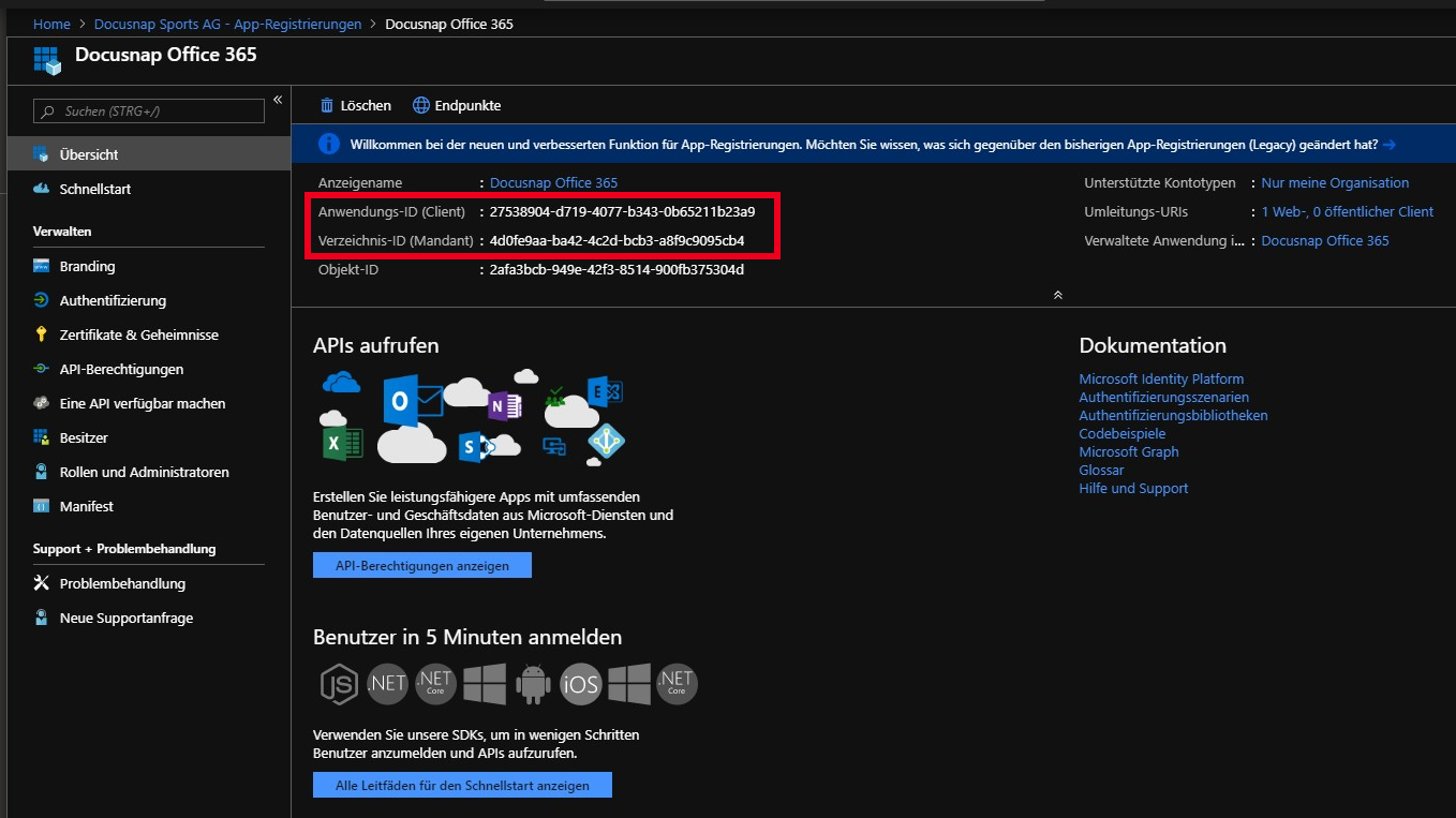 Docusnap-Inventarisierung-Azure-Vorbereitung-Office365-Anwendungs-ID-kopieren