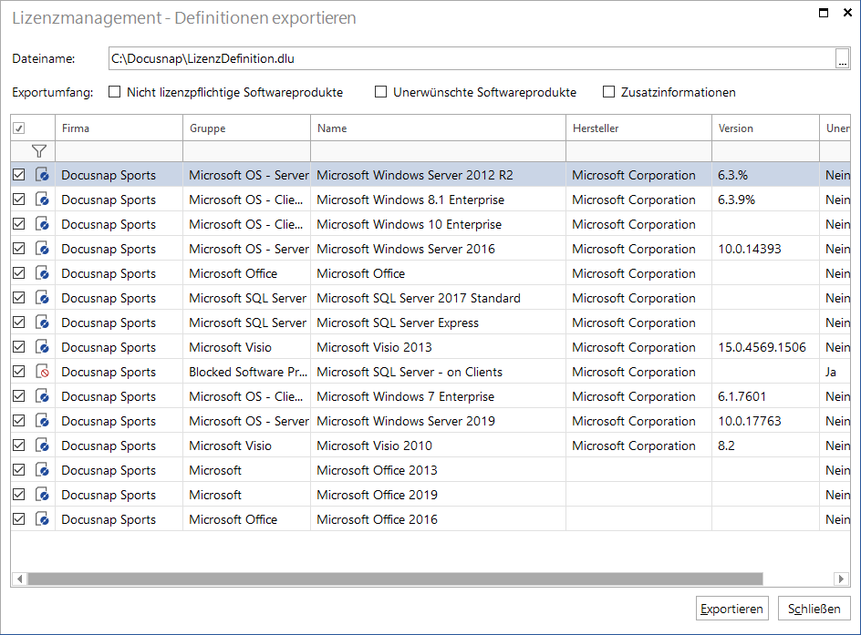 Docusnap-Lizenzmanagement-Definition-exportieren