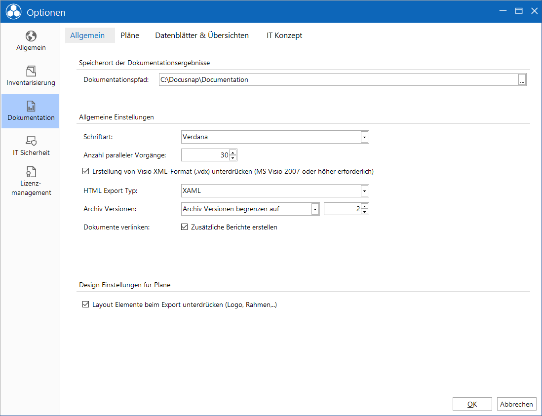 Docusnap-Optionen-Dokumentation-Allgemein