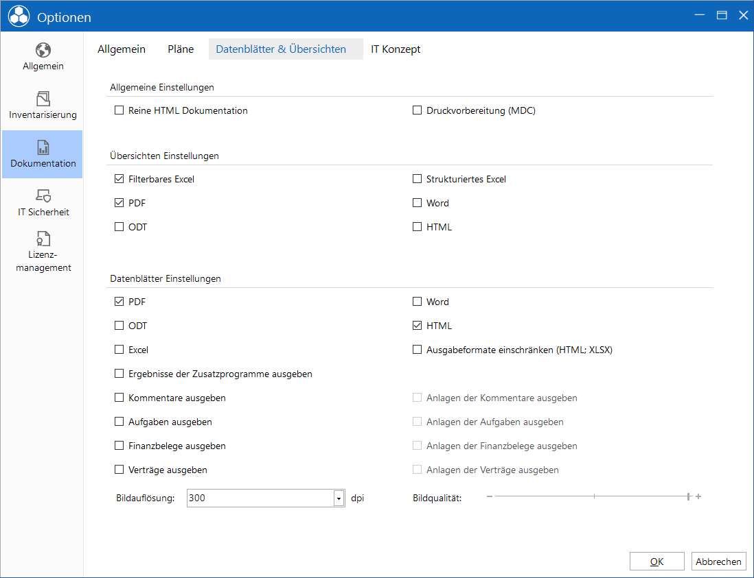 Docusnap-Optionen-Dokumentation-Datenblaetter