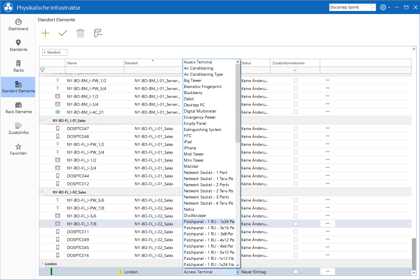 Docusnap-Physikalische-Infrastruktur-Standort-Elemente