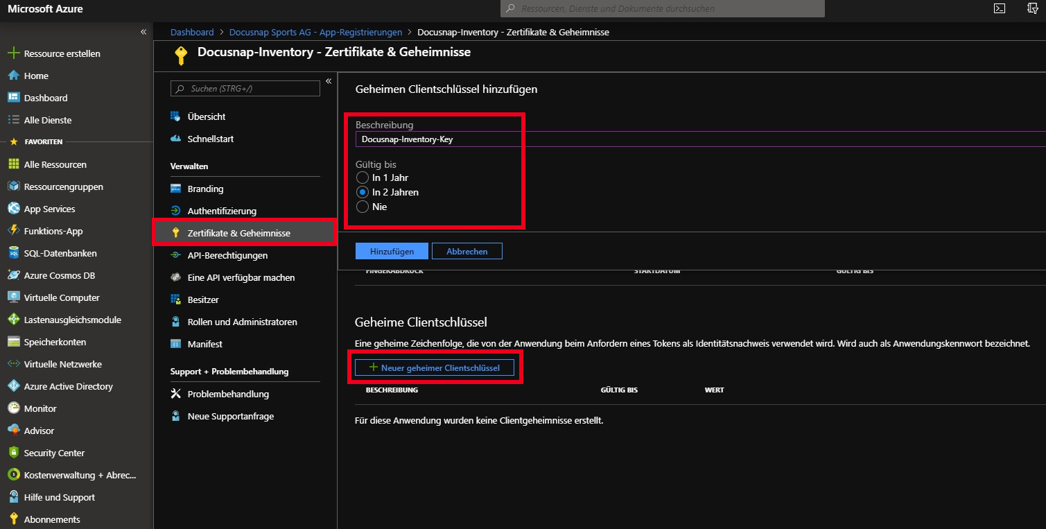 Docusnap-Inventarisierung-Azure-Vorbereitung-Schlüssel-erzeugen
