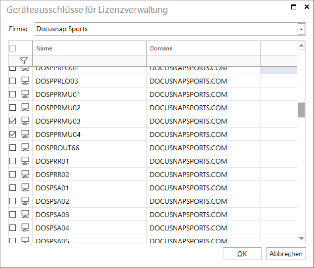 Docusnap-Lizenzmanagement-Systemeausschließen