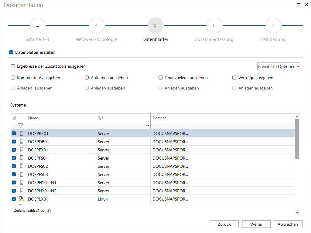 Docusnap-Dokumentation-Systemgruppen-Datenblätter