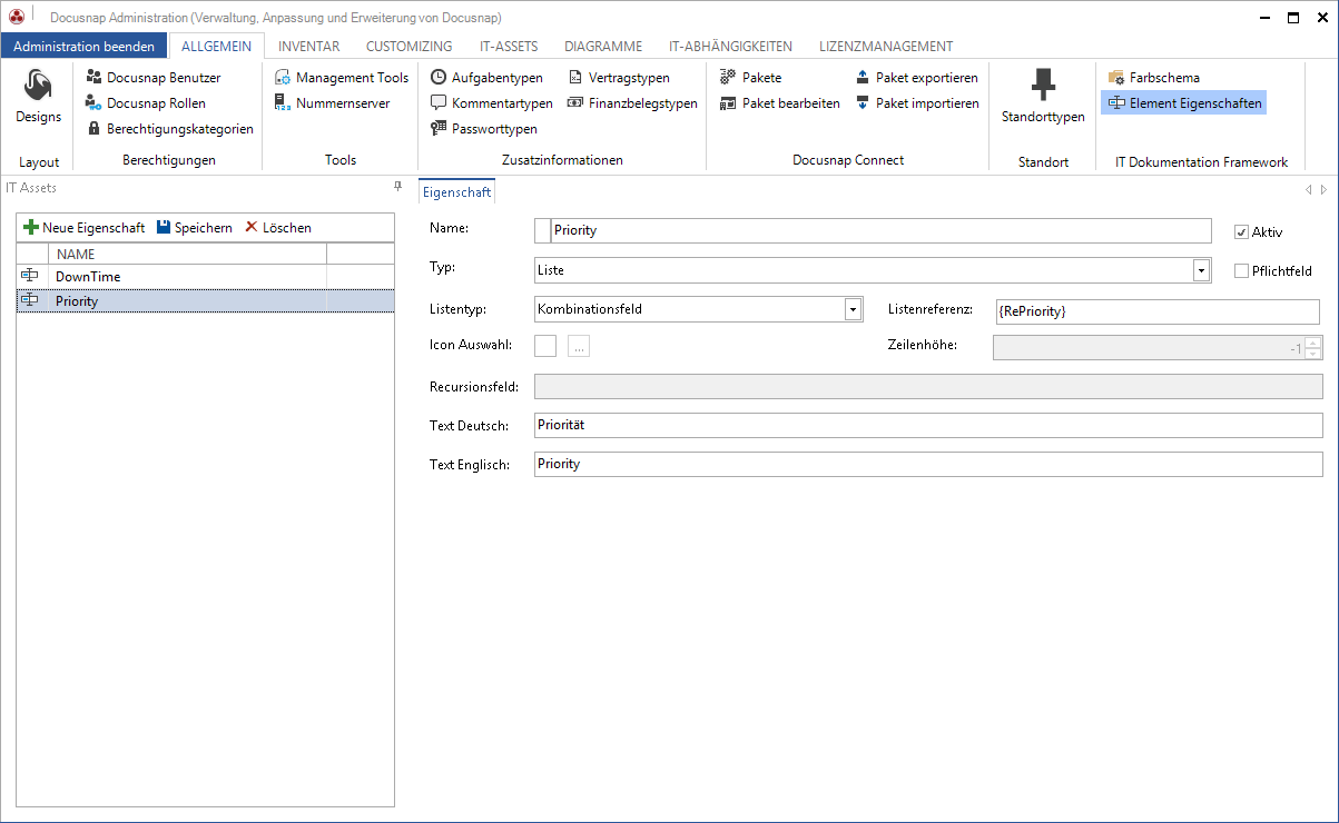 Docusnap-Administration-Allgemein-Element-Eigenschaften