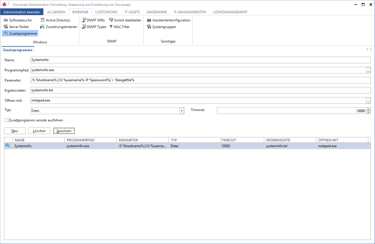 Docusnap-Administration-Inventar-Zusatzprogramme