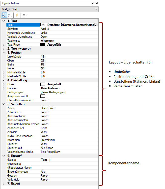 Docusnap-Berichte-Designer-Eigenschaften